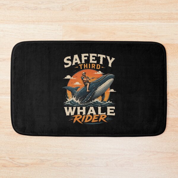 Item preview, Safety Third Whale Rider Funny Ocean Design – Vintage Surf Humor T-Shirt & Sticker designed and sold by Artimax-Studio.