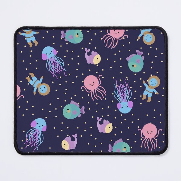 Item preview, Cute Ocean Space Adventure Seamless Pattern with Astronauts, Jellyfish, Fish and Whales designed and sold by DesignbyAnnaM.