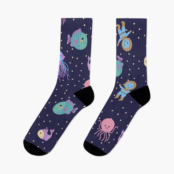Item preview, Cute Ocean Space Adventure Seamless Pattern with Astronauts, Jellyfish, Fish and Whales designed and sold by DesignbyAnnaM.