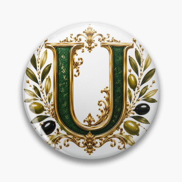 Item preview, Elegant Letter U Monogram with Olive Branches & Gold Botanical Design | Luxury Green Floral Initial designed and sold by MoodLay.