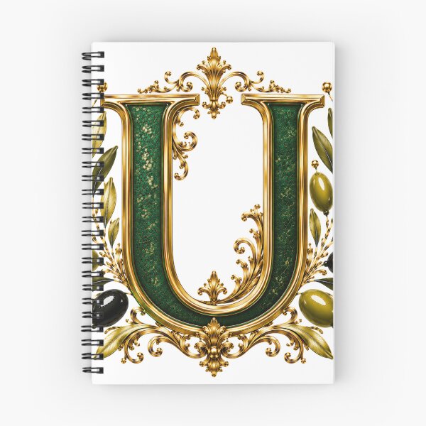 Artikelvorschau, Elegantes U-Monogramm mit Olivenzweigen und goldenem botanischem Design | Luxuriöser grüner floraler Initiale entworfen und verkauft von MoodLay.