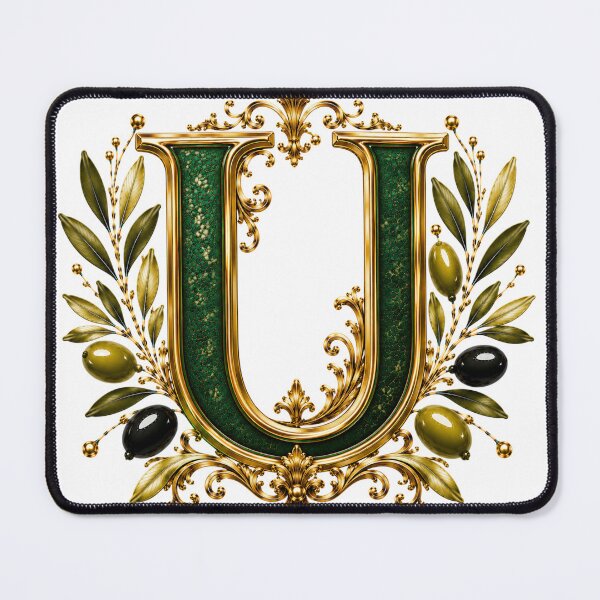 Item preview, Elegant Letter U Monogram with Olive Branches & Gold Botanical Design | Luxury Green Floral Initial designed and sold by MoodLay.