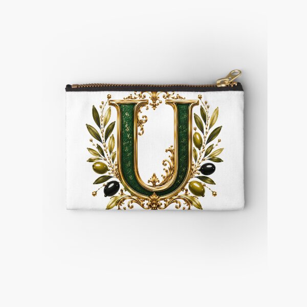 Item preview, Elegant Letter U Monogram with Olive Branches & Gold Botanical Design | Luxury Green Floral Initial designed and sold by MoodLay.