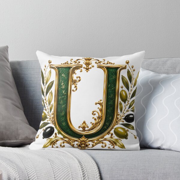 Item preview, Elegant Letter U Monogram with Olive Branches & Gold Botanical Design | Luxury Green Floral Initial designed and sold by MoodLay.