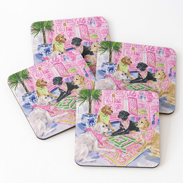 Item preview, Grandmillennial art, Dogs playing mahjong designed and sold by SophieClimaArt.