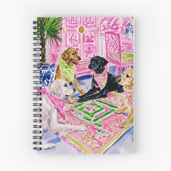 Item preview, Grandmillennial art, Dogs playing mahjong designed and sold by SophieClimaArt.