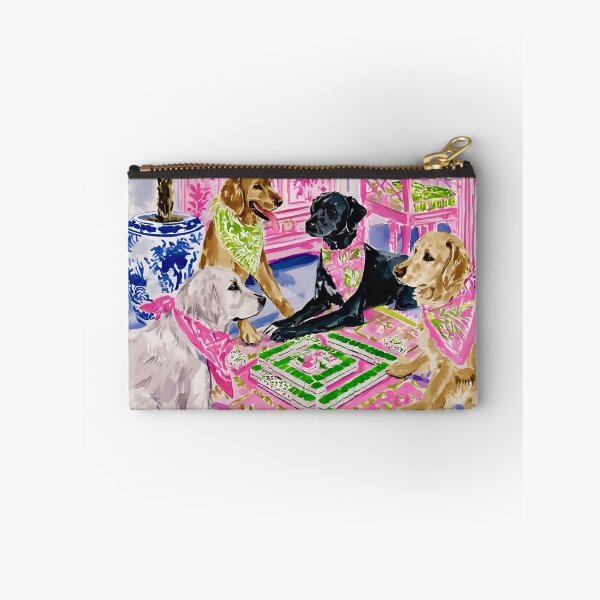 Item preview, Grandmillennial art, Dogs playing mahjong designed and sold by SophieClimaArt.
