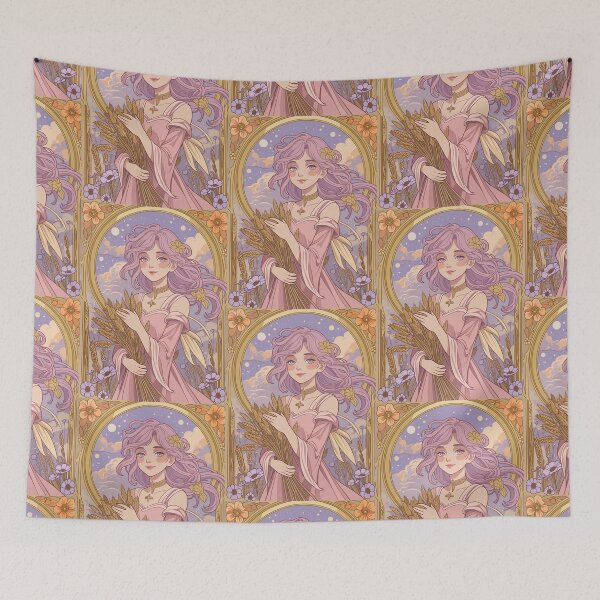 Item preview, Virgo Zodiac Goddess Aesthetic Art – Angelic Virgo Energy Illustration designed and sold by RSDigitalPrintDesign.