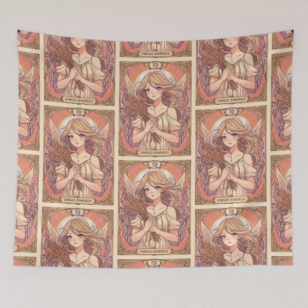 Item preview, Virgo Zodiac Goddess Aesthetic Art – Angelic Virgo Energy Illustration designed and sold by RSDigitalPrintDesign.