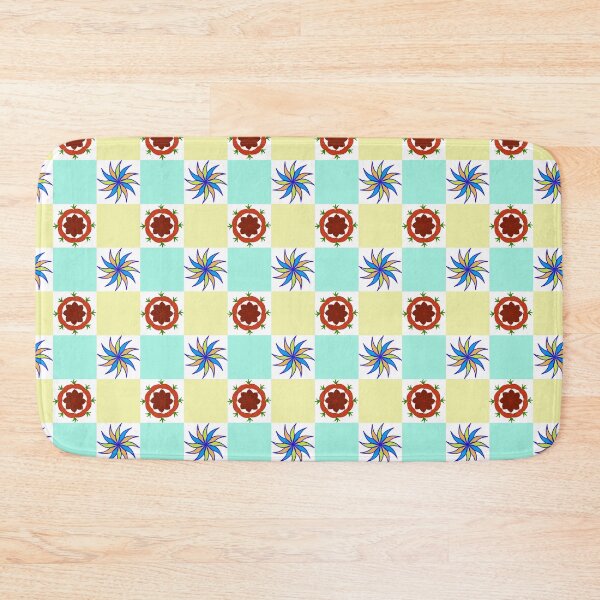 Item preview, Colorful Seamless Floral Checkerboard Pattern with Geometric Flowers designed and sold by AjjimaJKM.