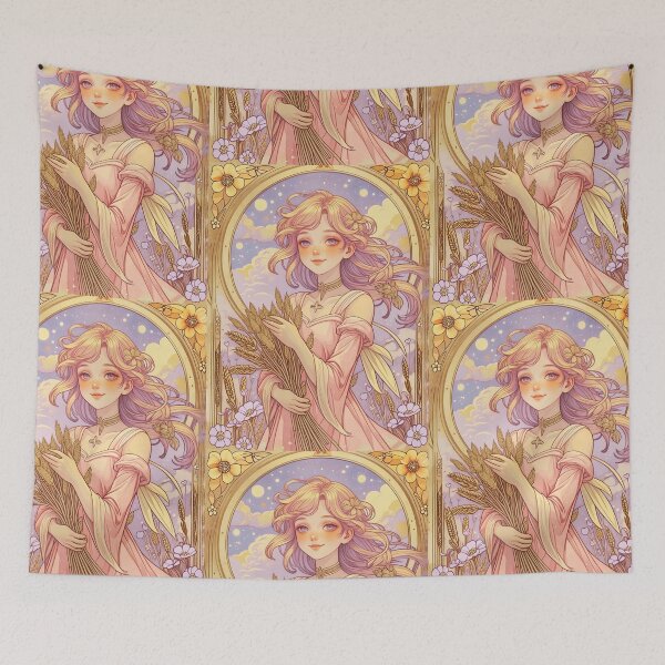 Item preview, Virgo Zodiac Goddess Art Print – Celestial Anime Horoscope Wall Decor designed and sold by RSDigitalPrintDesign.