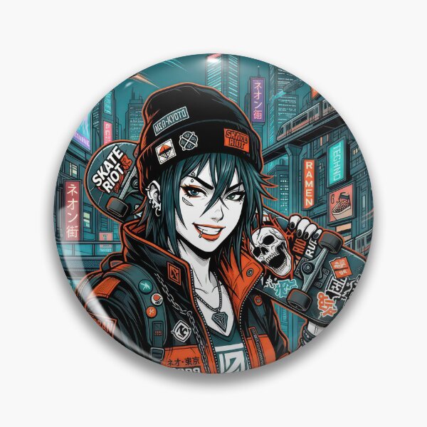 Item preview, Anime Skater Girl Cyberpunk Portrait Techwear Aesthetic designed and sold by DigitalArtx-com.