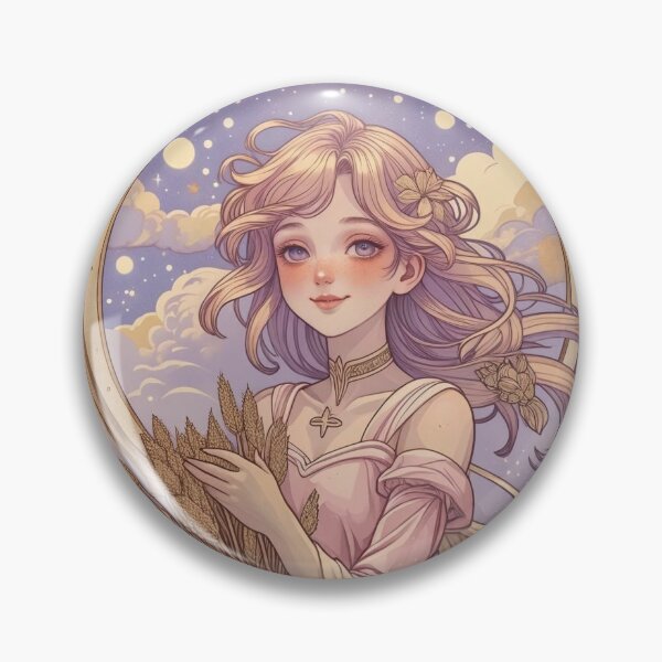Item preview, Virgo Zodiac Goddess Art Print – Celestial Anime Horoscope Wall Decor designed and sold by RSDigitalPrintDesign.