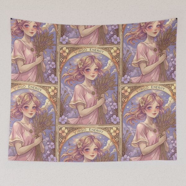 Item preview, Virgo Zodiac Goddess Art Print – Celestial Anime Horoscope Wall Decor designed and sold by RSDigitalPrintDesign.
