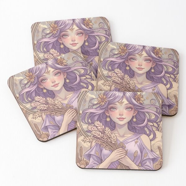 Item preview, Virgo Zodiac Goddess Art Print – Celestial Anime Horoscope Wall Decor designed and sold by RSDigitalPrintDesign.
