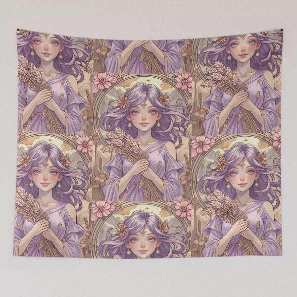 Item preview, Virgo Zodiac Goddess Art Print – Celestial Anime Horoscope Wall Decor designed and sold by RSDigitalPrintDesign.