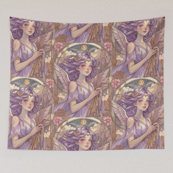 Item preview, Virgo Zodiac Goddess Art Print – Celestial Anime Horoscope Wall Decor designed and sold by RSDigitalPrintDesign.