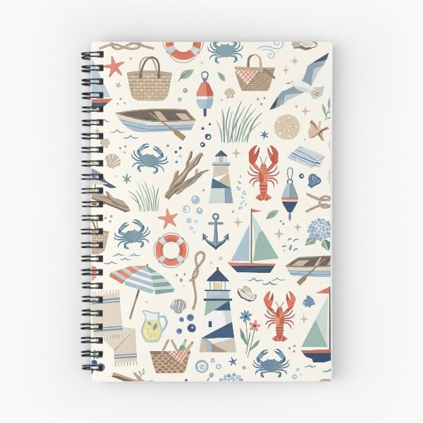 Item preview, Cape Cod Summer Geometric Nautical Print – Navy & Coral Red designed and sold by OpenDreamArts.