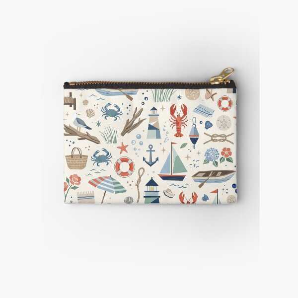 Item preview, Cape Cod Summer Geometric Nautical Print – Navy & Coral Red designed and sold by OpenDreamArts.