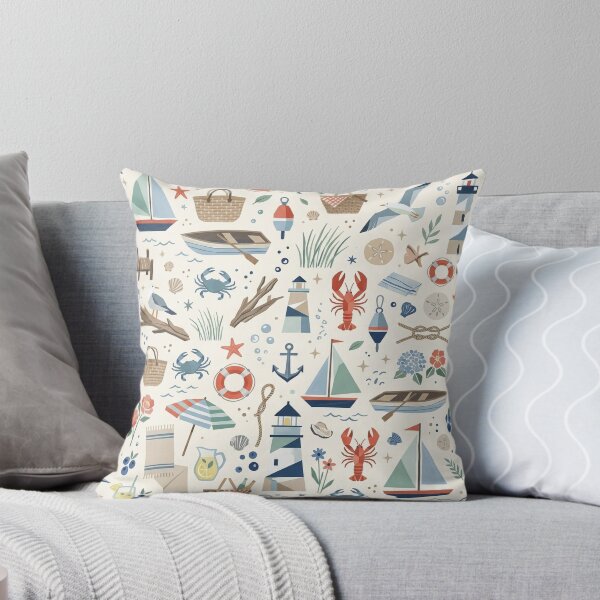 Item preview, Cape Cod Summer Geometric Nautical Print – Navy & Coral Red designed and sold by OpenDreamArts.