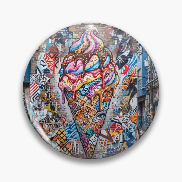 Item preview, Urban Gritty Dripping Ice Cream Cone Mural designed and sold by Home Decor Art.