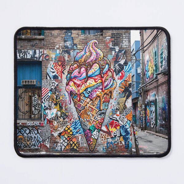 Item preview, Urban Gritty Dripping Ice Cream Cone Mural designed and sold by Home Decor Art.
