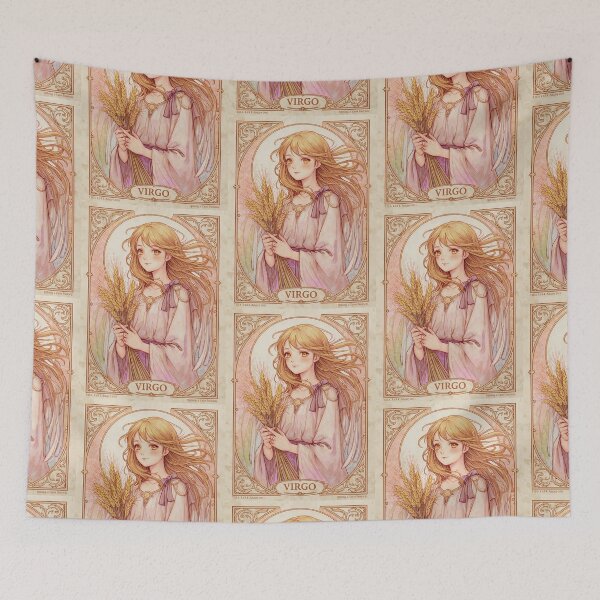 Item preview, Virgo Zodiac Goddess Aesthetic Art – Angelic Virgo Energy Illustration designed and sold by RSDigitalPrintDesign.