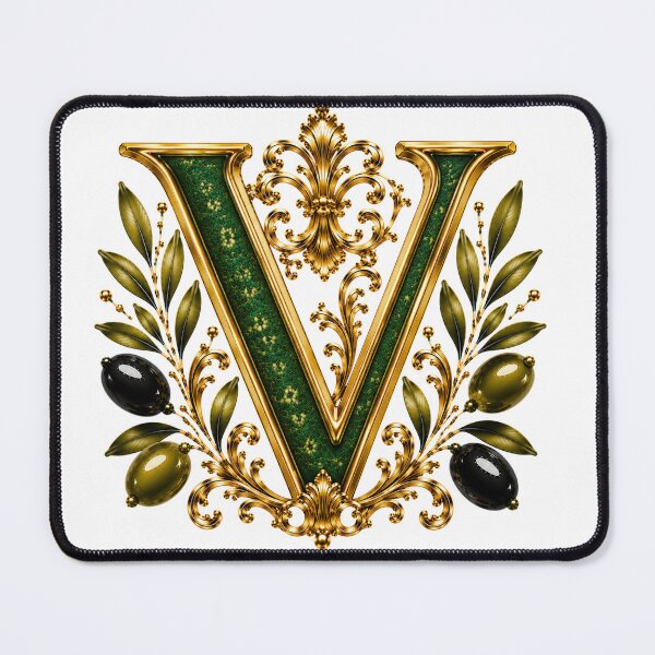 Item preview, Elegant Letter V Monogram with Olive Branches & Gold Botanical Design | Luxury Green Floral Initial designed and sold by MoodLay.