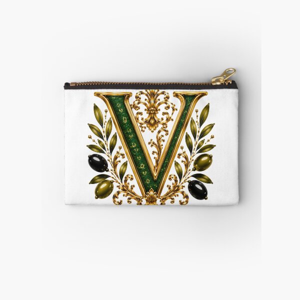 Artikelvorschau, Elegantes Monogramm des Buchstabens V mit Olivenzweigen und goldenem botanischem Design | Luxuriöser grüner floraler Initiale entworfen und verkauft von MoodLay.