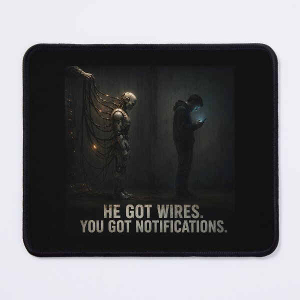 Item preview, He Got Wires, You Got Notifications (Noir) designed and sold by Beyond The Flag Art.