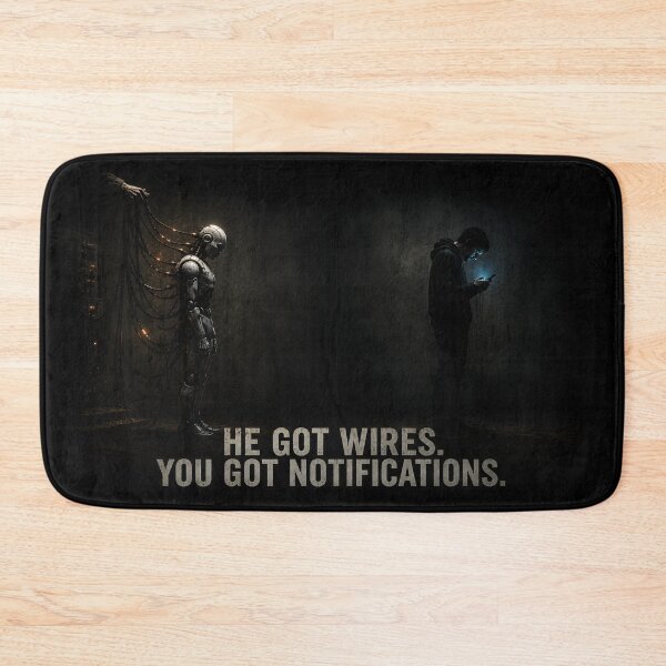 Item preview, He Got Wires, You Got Notifications (Noir) designed and sold by Beyond The Flag Art.