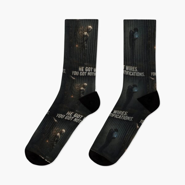 Item preview, He Got Wires, You Got Notifications (Noir) designed and sold by Beyond The Flag Art.