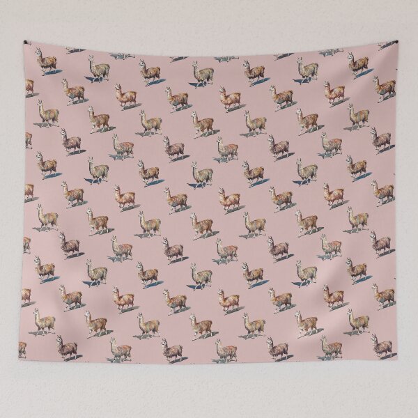 Item preview, Watercolor Llamas over Dusty Rose designed and sold by Lidra Zehcnas.