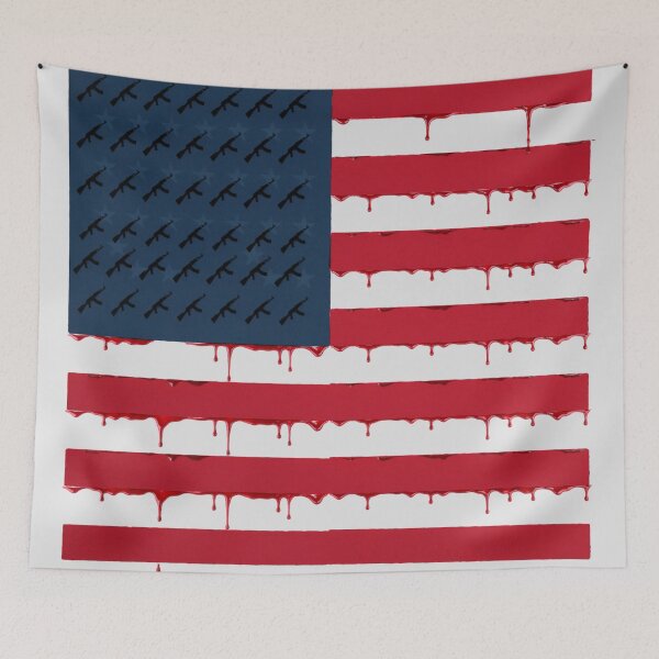 Item preview, USA flag with stars actually made of small ak47 silhouettes, and the red stripoes are dripping blood designed and sold by 123ks.