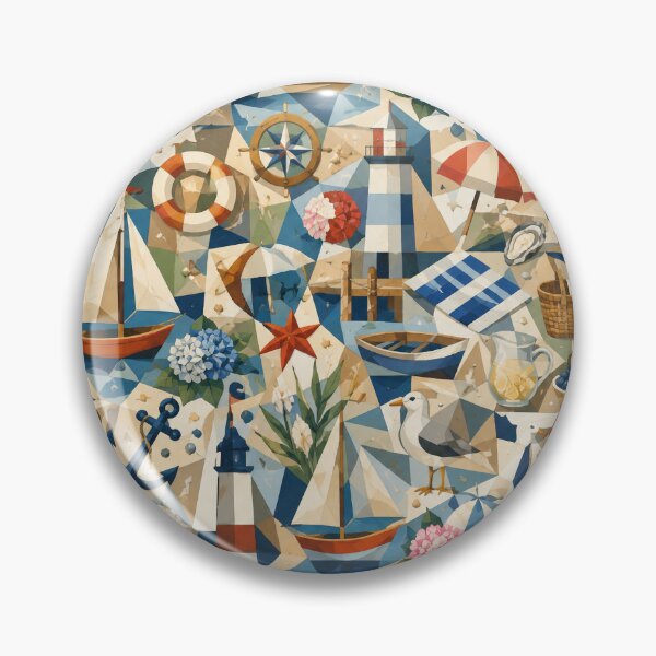 Item preview, Cubist New England Coastal Pattern | Seamless Nautical Summer Repeat designed and sold by OpenDreamArts.