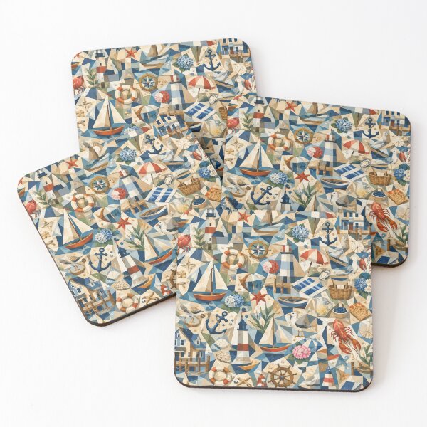 Item preview, Cubist New England Coastal Pattern | Seamless Nautical Summer Repeat designed and sold by OpenDreamArts.