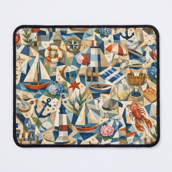 Item preview, Cubist New England Coastal Pattern | Seamless Nautical Summer Repeat designed and sold by OpenDreamArts.