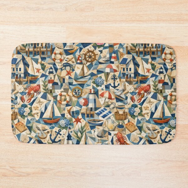 Item preview, Cubist New England Coastal Pattern | Seamless Nautical Summer Repeat designed and sold by OpenDreamArts.