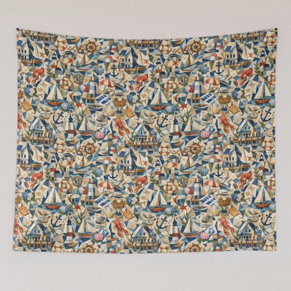 Item preview, Cubist New England Coastal Pattern | Seamless Nautical Summer Repeat designed and sold by OpenDreamArts.