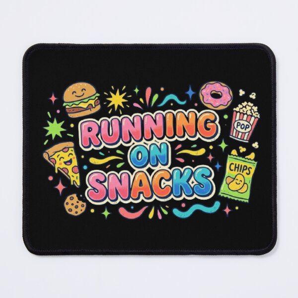 Item preview, Running On Snacks | Funny Food Lover Retro Typography T-Shirt with Cute Snack Doodles designed and sold by Faisal  Shah.