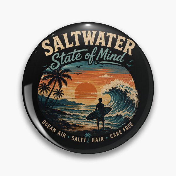 Item preview, Saltwater State of Mind Vintage Surf Design – Beach Waves Ocean Aesthetic T-Shirt designed and sold by Artimax-Studio.