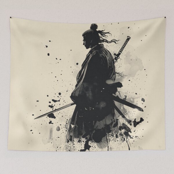 Item preview, Another of Silent Warrior Sumi E Samurai Japanese Ink Art Katana designed and sold by The Fine Print by BassAddict.