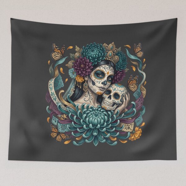 Item preview, Día de los Muertos La Catrina Floral Embrace designed and sold by MythicCotton.