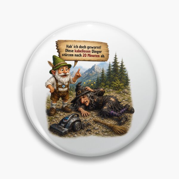 Item preview, Hab' ich doch gewarnt! Lustige Hexe mit kabellosem Staubsauger – Bayerischer Zwerg Humor designed and sold by Alpine-Ink.