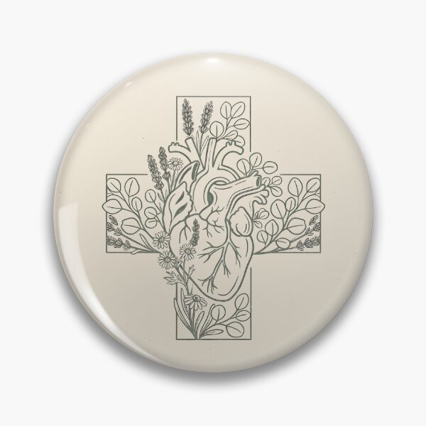 Item preview, Anatomical Heart Cross - Floral Medical Botanical designed and sold by Zazz Lee.