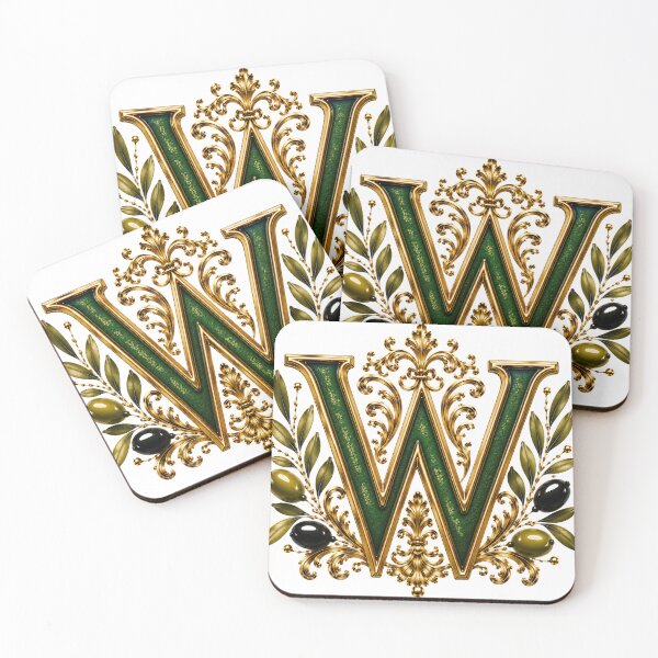 Item preview, Elegant Letter W Monogram with Olive Branches & Gold Botanical Design | Luxury Green Floral Initial designed and sold by MoodLay.