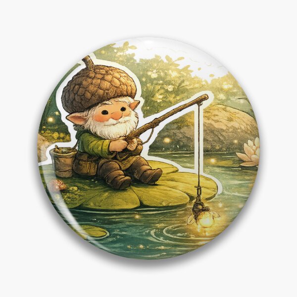 Item preview, Little Gnome Fishing by the Pond Fantasy designed and sold by InkPixell.