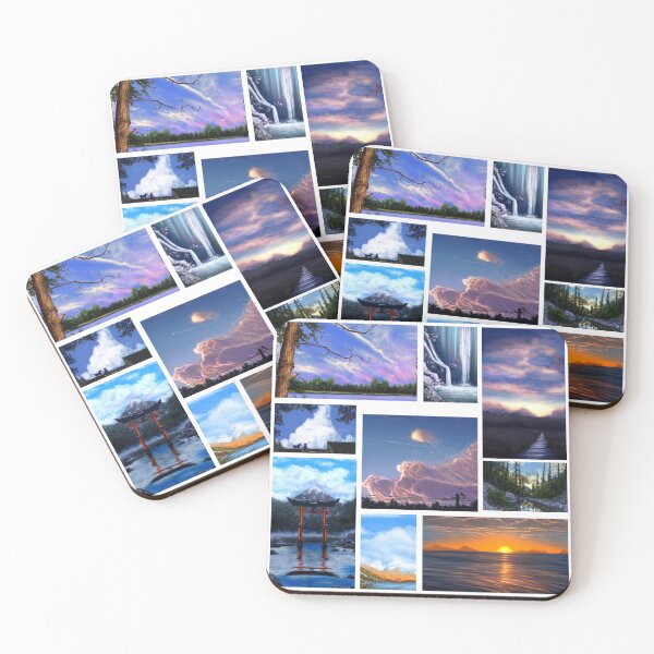 Item preview, Aesthetic landscape paintings collage 9 artworks designed and sold by Witseart.