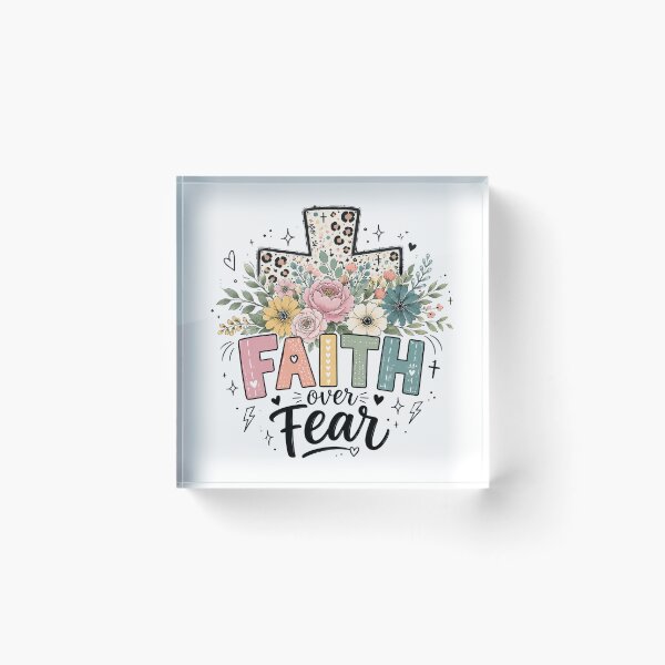 Item preview, Faith Over Fear, Floral Cross designed and sold by graphic-genie.