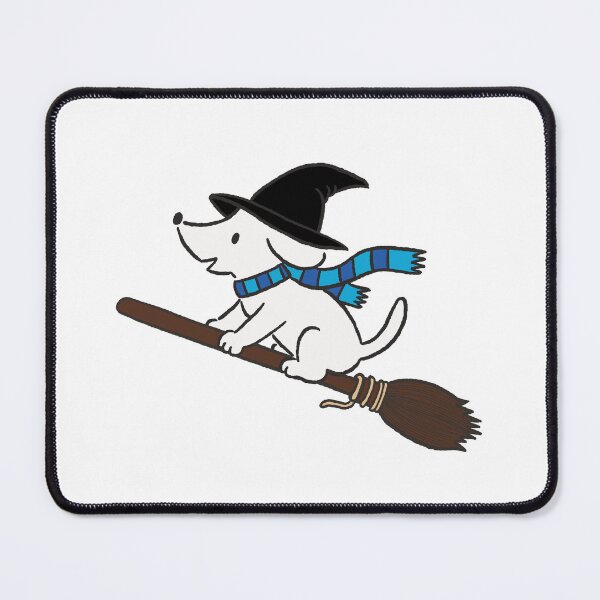 Item preview, Cute Witch Dog Flying on a Broom Halloween Illustration designed and sold by pinkstickstore.